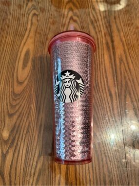 Starbucks Pink Sequin Tumbler with Matching Lid and Straw